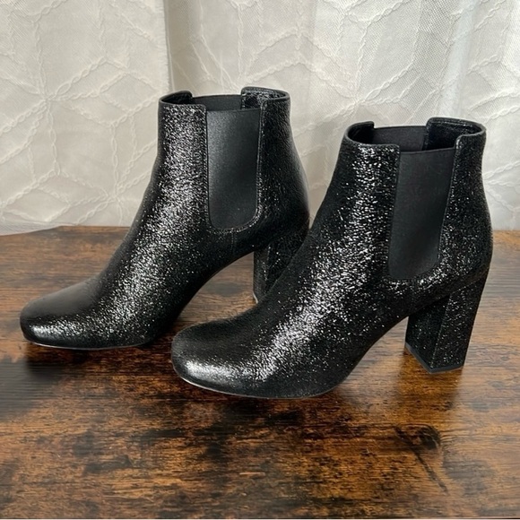 Saint Laurent Babies 90 Cracked Lamé Leather Chelsea Boots In Nero Black 38 YSL - Picture 5 of 14